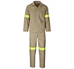 Trade Polycotton Conti Suit - Reflective Arms & Legs - Yellow Tape Khaki