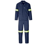 Trade Polycotton Conti Suit - Reflective Arms & Legs - Yellow Tape Navy