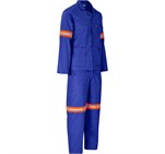 Trade Polycotton Conti Suit - Reflective Arms & Legs - Orange Tape Royal Blue