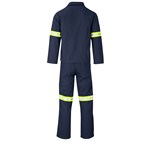 Technician 100% Cotton Conti Suit - Reflective Arms & Legs - Yellow Tape Navy