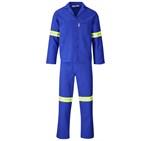 Technician 100% Cotton Conti Suit - Reflective Arms & Legs - Yellow Tape Royal Blue