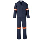 Technician 100% Cotton Conti Suit - Reflective Arms & Legs - Orange Tape Navy