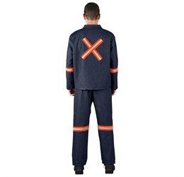 Vintage 100% Cotton Denim Conti Suit - Reflective Arms, Legs & Back - Orange Tape