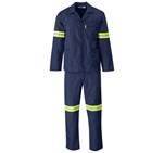 Trade Polycotton Conti Suit - Reflective Arms & Legs - Yellow Taped Navy