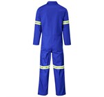 Safety Polycotton Boiler Suit - Reflective Arms & Legs - Yellow Tape Royal Blue