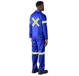 Safety Polycotton Boiler Suit - Reflective Arms Legs & Back - Yellow Tape