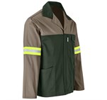 Site Premium Two-Tone Polycotton Jacket - Reflective Arms & Back - Yellow Tape Khaki