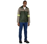 Site Premium Two-Tone Polycotton Jacket - Reflective Arms & Back - Yellow Tape ALT-11123-KH-MOFR5-LOGO