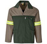 Site Premium Two-Tone Polycotton Jacket - Reflective Arms & Back - Yellow Tape Khaki