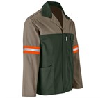 Site Premium Two-Tone Polycotton Jacket - Reflective Arms & Back - Orange Tape Khaki