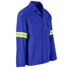 Artisan Premium 100% Cotton Jacket - Reflective Arms & Back - Yellow Tape Royal Blue