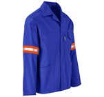 Artisan Premium 100% Cotton Jacket - Reflective Arms & Back - Orange Tape Royal Blue