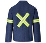 Cast Premium 100% Cotton Denim Jacket - Reflective Arms & Back - Yellow Tape Blue