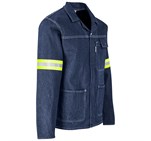 Cast Premium 100% Cotton Denim Jacket - Reflective Arms & Back - Yellow Tape Blue