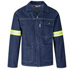 Cast Premium 100% Cotton Denim Jacket - Reflective Arms & Back - Yellow Tape Blue