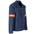 Cast Premium 100% Cotton Denim Jacket - Reflective Arms & Back - Orange Tape Blue