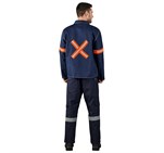 Cast Premium 100% Cotton Denim Jacket - Reflective Arms & Back - Orange Tape ALT-11164-BU-MOBK-02