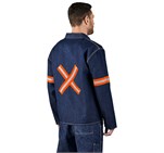 Cast Premium 100% Cotton Denim Jacket - Reflective Arms & Back - Orange Tape