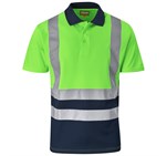 Surveyor Two-Tone Hi-Viz Reflective Golf Shirt Lime