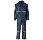 Outdoor Hi-Viz Reflective Polyester/PVC Rainsuit - Navy