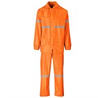 Outdoor Hi-Viz Reflective Polyester/PVC Rainsuit - Orange