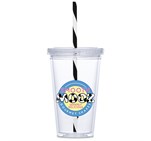 Malibu Double-Wall Plastic Tumbler & Straw - 470ml