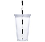 Malibu Double-Wall Plastic Tumbler & Straw - 470ml GF-AM-668-B-NO-LOGO