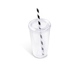 Malibu Double-Wall Plastic Tumbler & Straw - 470ml GF-AM-668-BL-NOLOGO