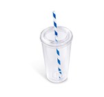 Malibu Double-Wall Plastic Tumbler & Straw - 470ml GF-AM-668-BU-NOLOGO