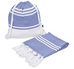 US Basic Santa Cruz Cotton-Rich Beach Towel & Drawstring Bag Blue