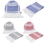 US Basic Santa Cruz Cotton-Rich Beach Towel & Drawstring Bag GP-UB-39-B-NO-LOGO