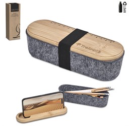 Okiyo Byoga Recycled PET Felt & Bamboo Stationery Case